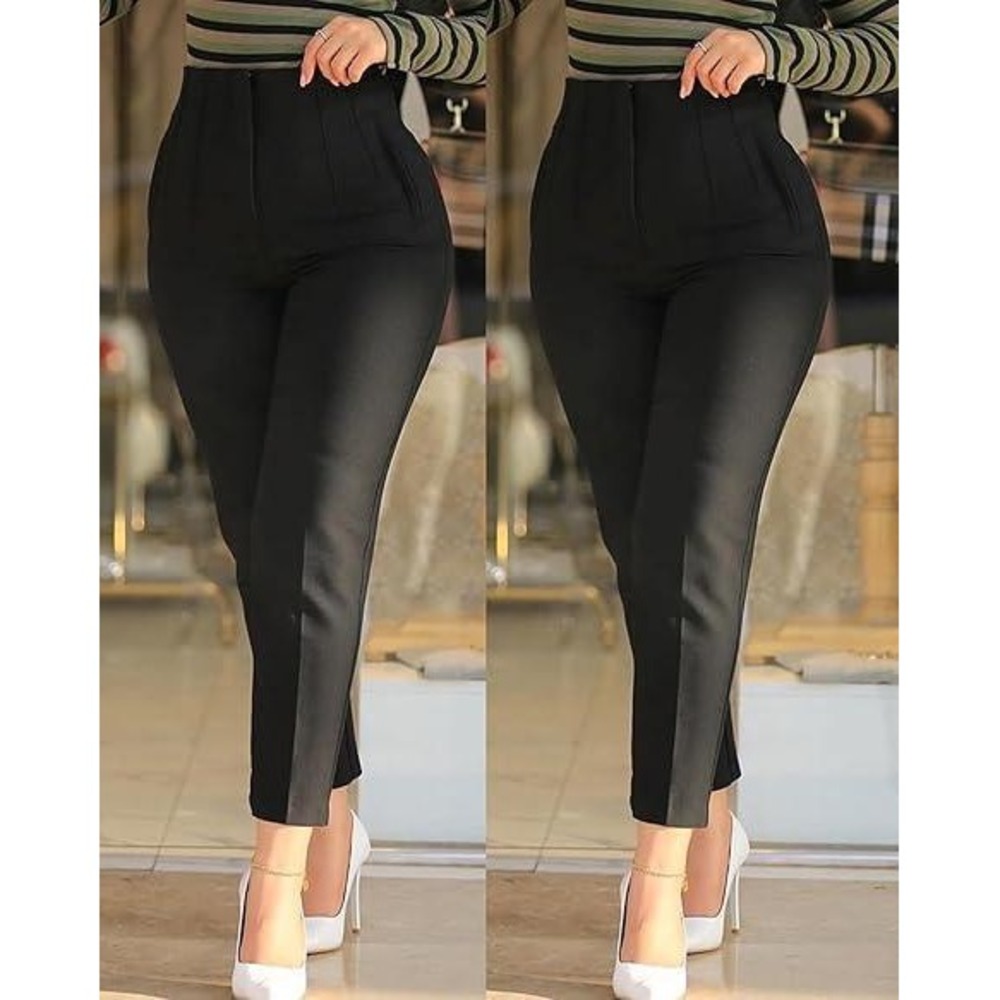 Women's M Black Dress Pants High Waisted Straight Leg Pleated Business Casual - Picture 9 of 9